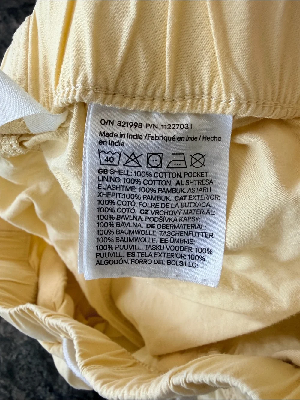3/$15 H&M Kids Yellow Cotton Pull On Shorts Size 6X Summer Lightweight